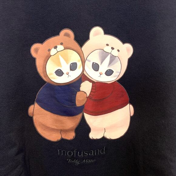 Mofusand x Uniqlo Collab Teddy Meow Printed Embroidered Sweatshirt in Navy M - Picture 3 of 7